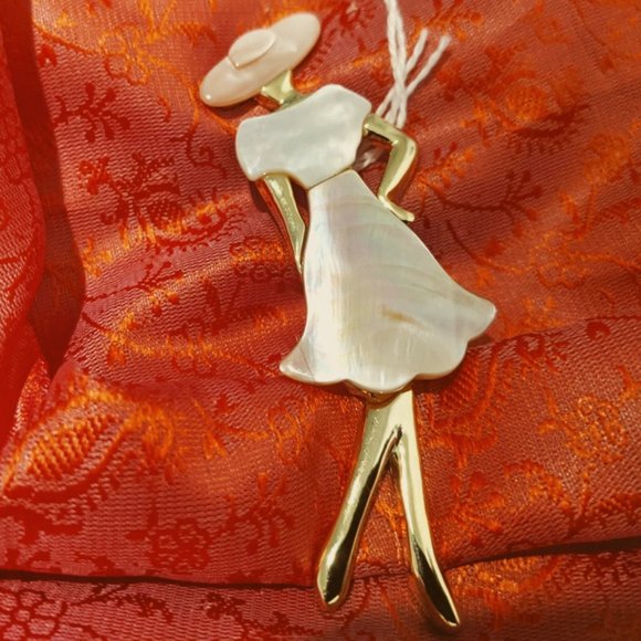 Collectible Lee Sands Abalone Lady Brooch - NIB - Picture 1 of 7